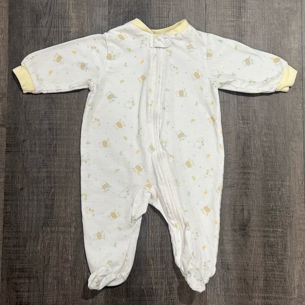 💞 New Neutral Infant & Baby 0-3 Month White Baby Lamb Full Zip Footie Pajamas